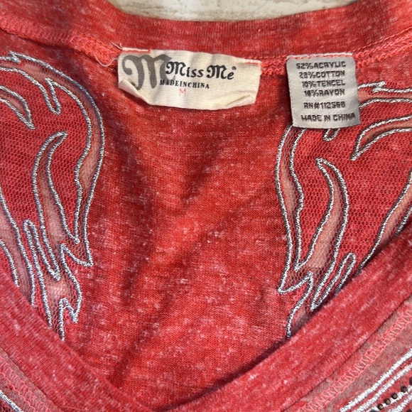 Women’s Miss Me Angel Wings tee shirt with lace and silver stud - Picture 7 of 11